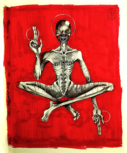 ballpoint pen & alcohol marker.