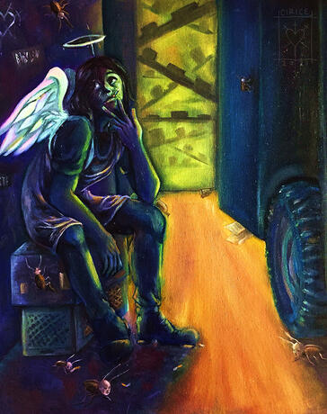 "Warehouse Angel" 16x20 inches. SOLD.